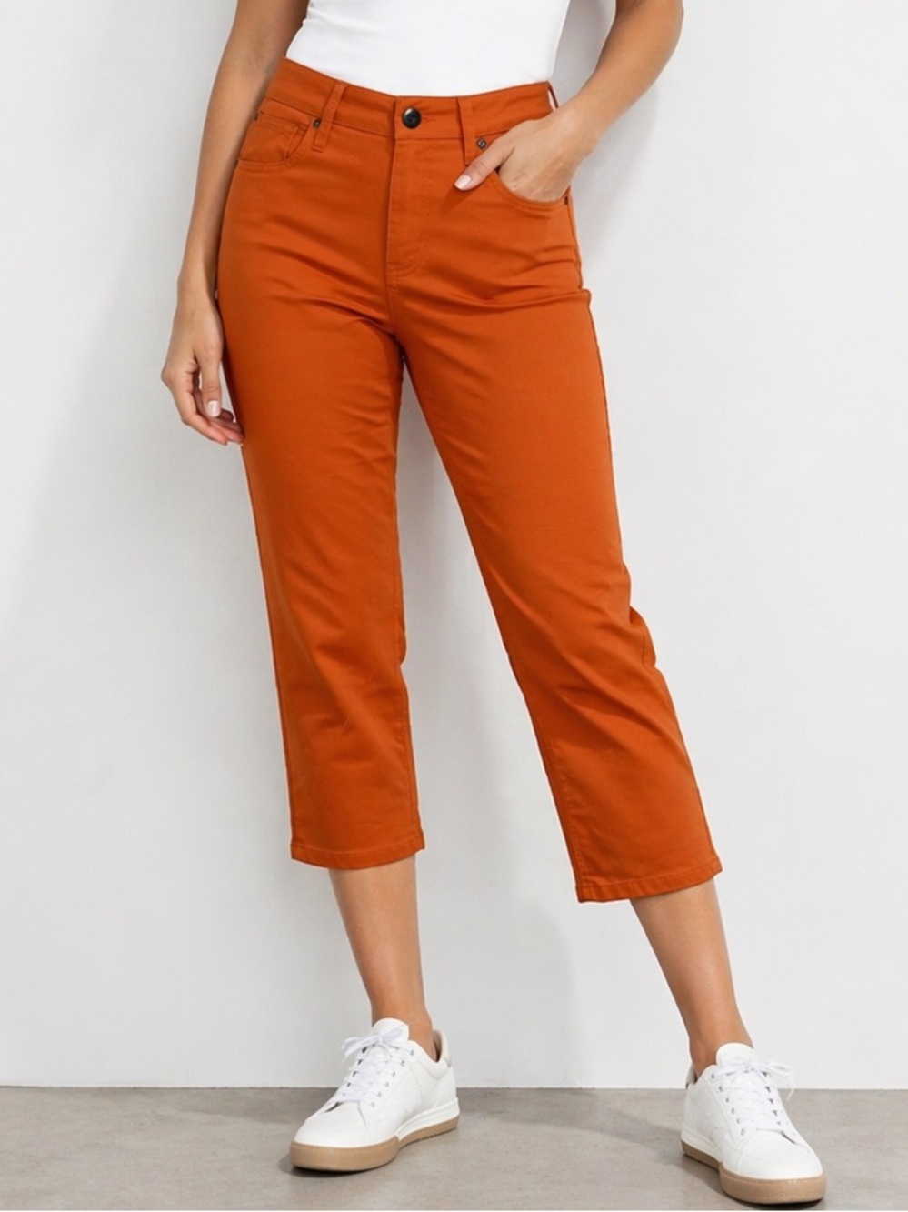 Coldwater Creek Mid Rise‎ Cropped Straight Leg Jeans In Bright Amber Size 14P